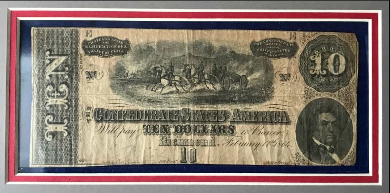 Authentic Confederate Money & Civil War Bullets Display In Collectors Glass Case Certified By The Gettysburg Museum Of History — image 3