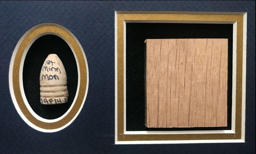 The First Minnesota Battlefield Wood and Bullet Display Gettysburg In Collectors Glass Case — image 4