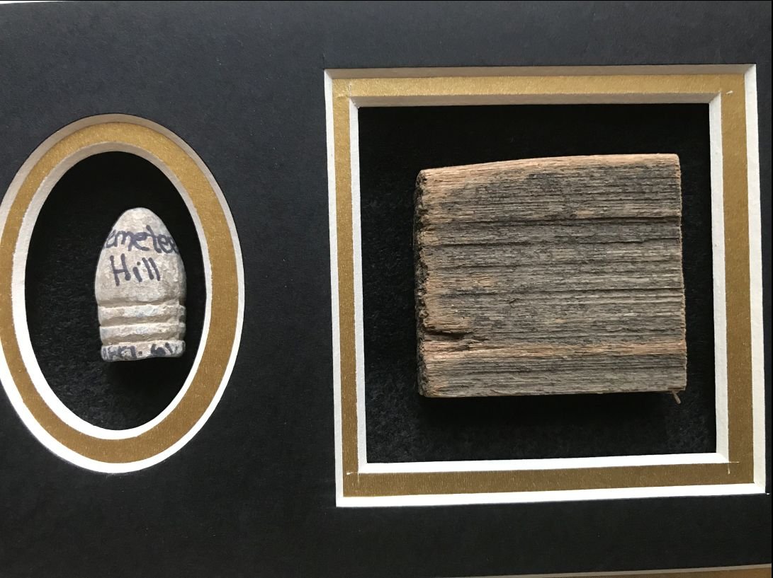 Wood From Gen. O.O. Howard's H.Q. (The Orphanage) Gettysburg Plus Bullet In Collector's Glass Case — image 8