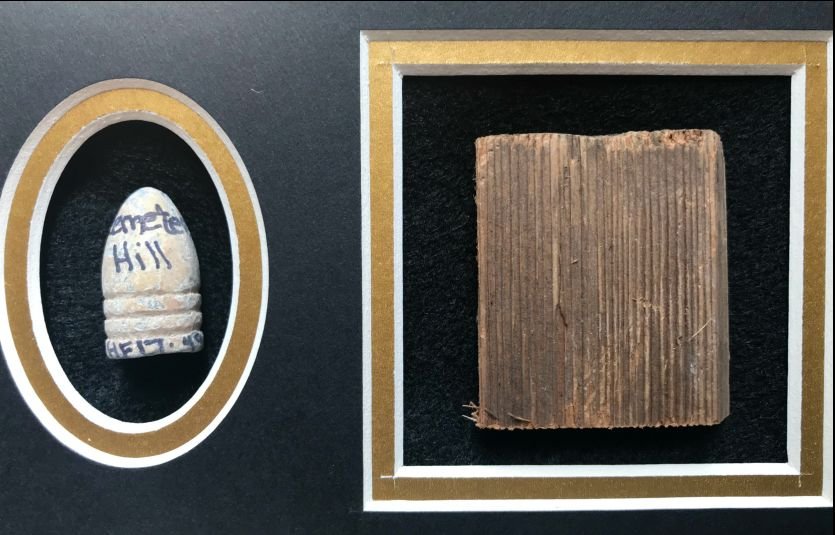 Children Of The Battlefield Authentic Gettysburg Orphanage Wood And Bullet Relic Set In Collector's Glass Case — image 3