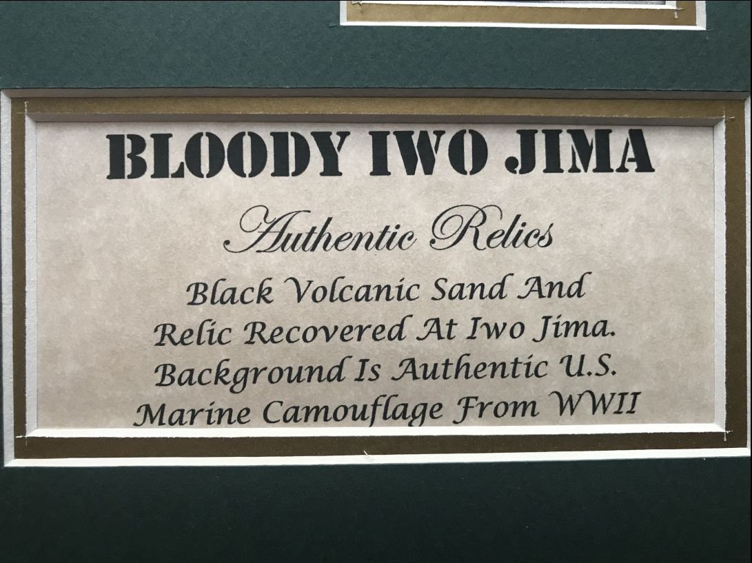 Original WWII Iwo Jima Sand And Relic Display In Collector's Glass Case U.S.M.C. — image 4