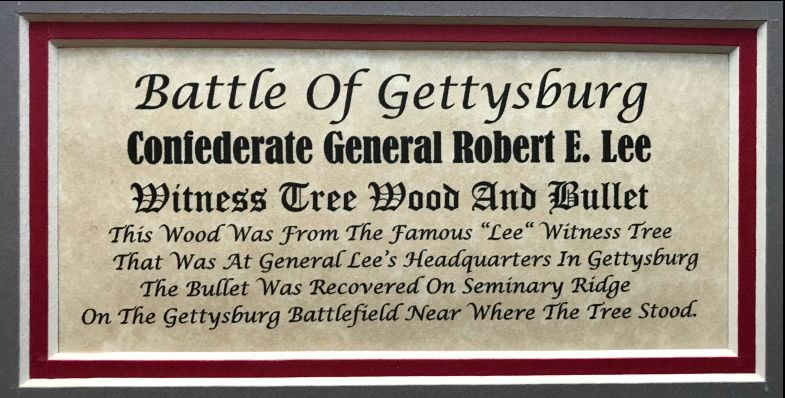 Gen. Lee's Headquarters Witness Wood And Authentic Gettysburg Bullet Display In Collector's Glass Case — image 3