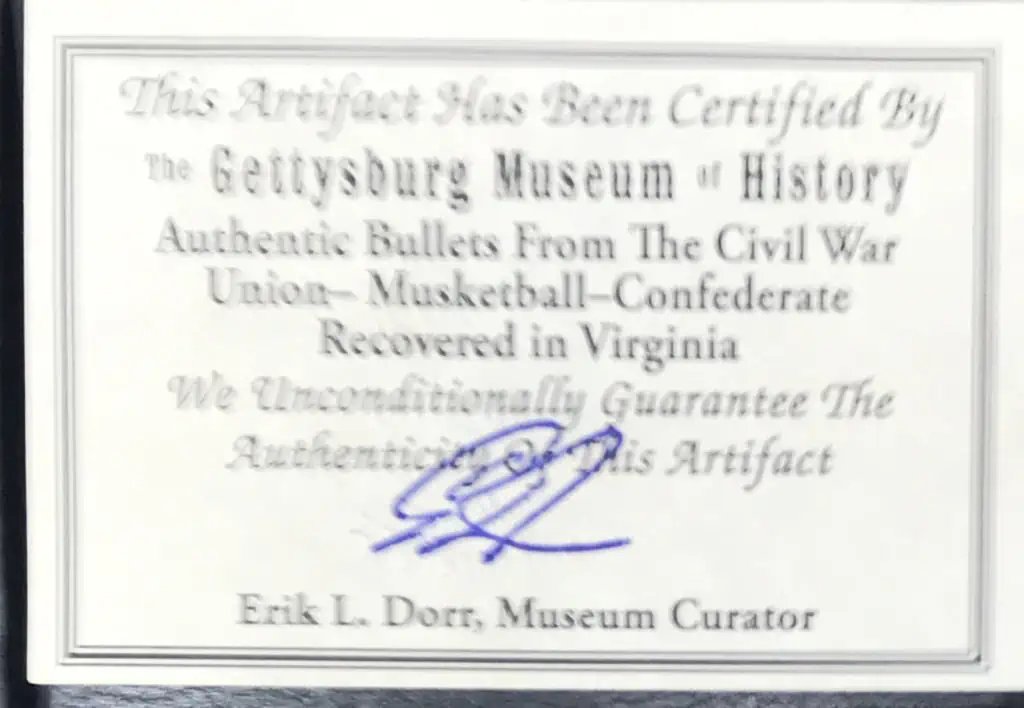 Three Authentic Bullets from the Civil War Union, Musket Ball, Confederate In Collector's Glass Case — image 4