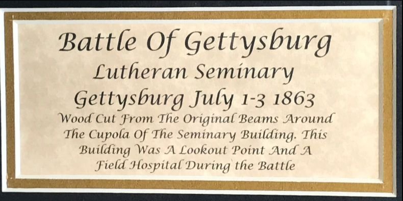 Battle Of Gettysburg Historic Witness Wood from the Lutheran Seminary In Collectors Glass Case — image 4