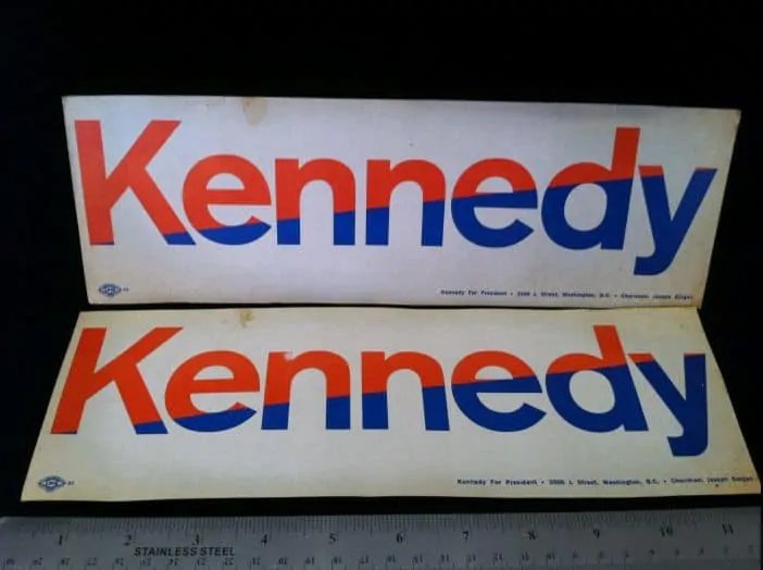 2 Original Kennedy Bumper Stickers From RFK's Assassination Ambassador Hotel 6/5/68 — image 2