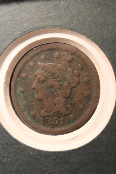 Authentic Pre Civil War Dated Large Penny In Collectors Glass Case Certified — image 3