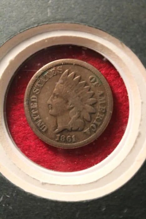 Authentic Civil War Dated Indian Head Penny In Collectors Glass Case Certified