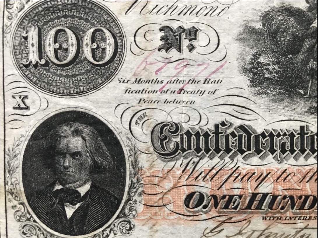 Authentic Civil War Confederate Money, $100.00 'Slave' Note Certified By The Gettysburg Museum Of History Authentic Civil War Confederate Money. — image 4