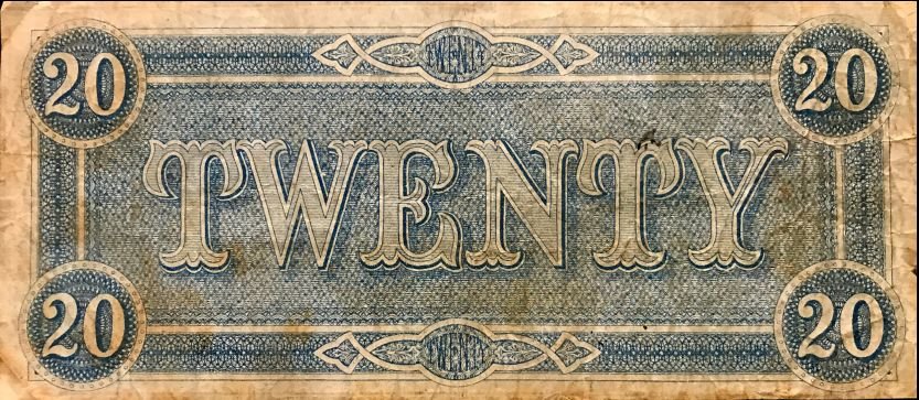 Authentic Civil War Confederate Money, $20 Standard Grade Certified By The Gettysburg Museum Of History — image 2