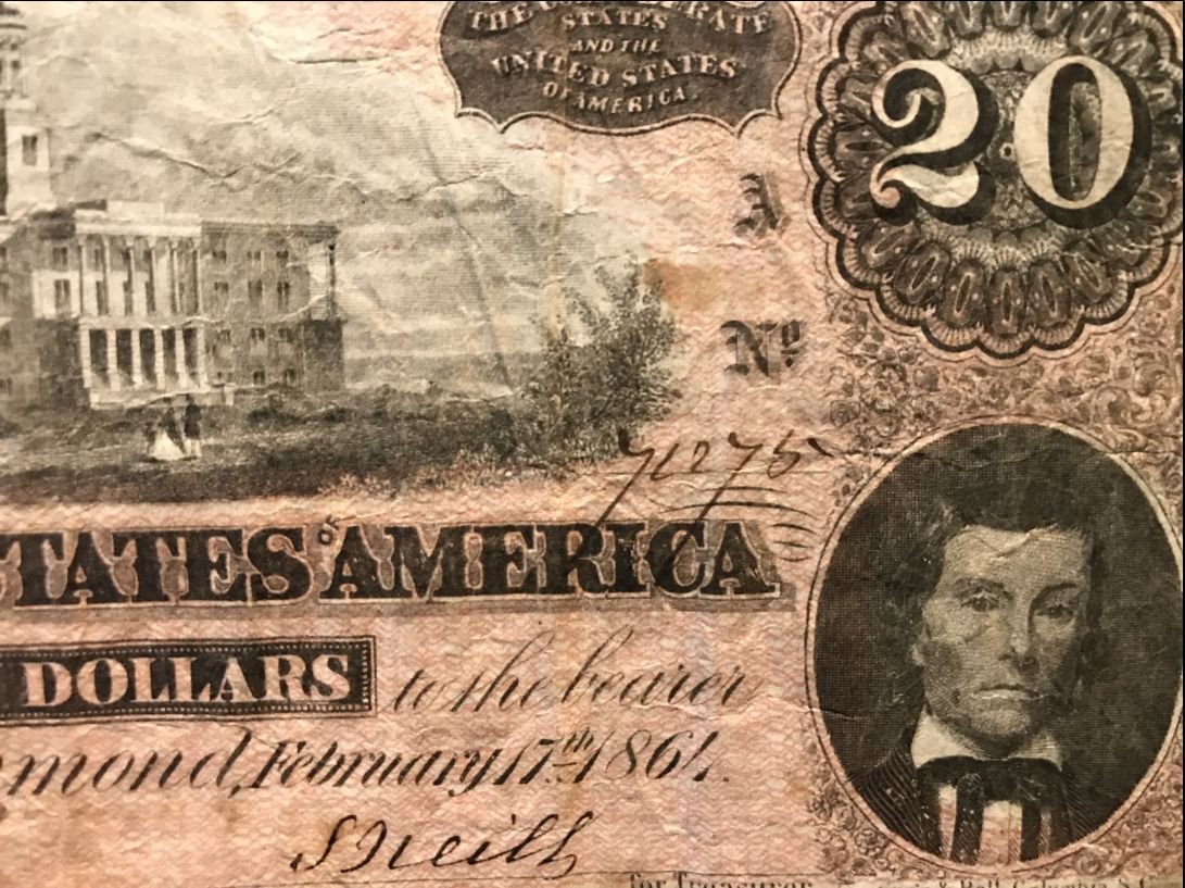 Authentic Civil War Confederate Money, $20 Standard Grade Certified By The Gettysburg Museum Of History — image 3