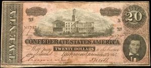 Authentic Civil War Confederate Money, $20 Standard Grade Certified By …