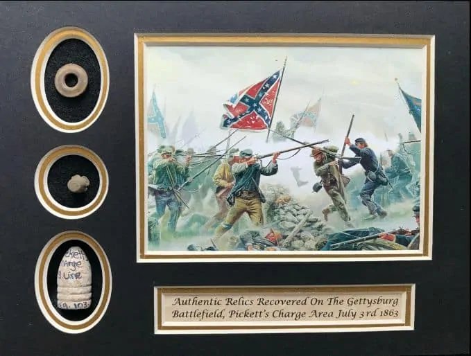 Authentic Relics From Pickett's Charge Area Of The Battle of Gettysburg In Collector's Glass Case Certified