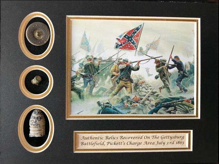 Authentic Relics From Pickett's Charge Area Of The Battle of Gettysburg In Collector's Glass Case Certified — image 7