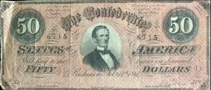 Authentic Civil War Confederate Money, $50.00 Standard Grade Certified By …