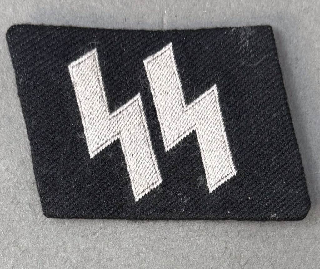 OUTSTANDING (ALMOST MINT) Original WWII Waffen SS Collar Tab Taken From Dachau By A U.S. Veteran Certified By The Gettysburg Museum Of History — image 2