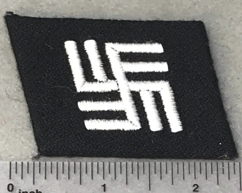 Original RARE WWII Waffen SS TEMPORARY CAMP GUARDS COLLAR TAB. (Kragenpatte) Certified