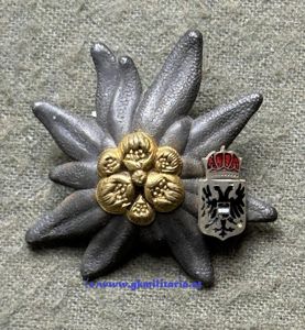 k.u.k. Kappenabzeichen Edelweiß - 'Doppeladler' !!