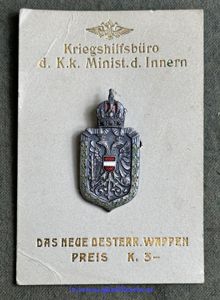 k.u.k. Patriotisches Abzeichen - 'Das neue Oesterr. Wappen' - Original …