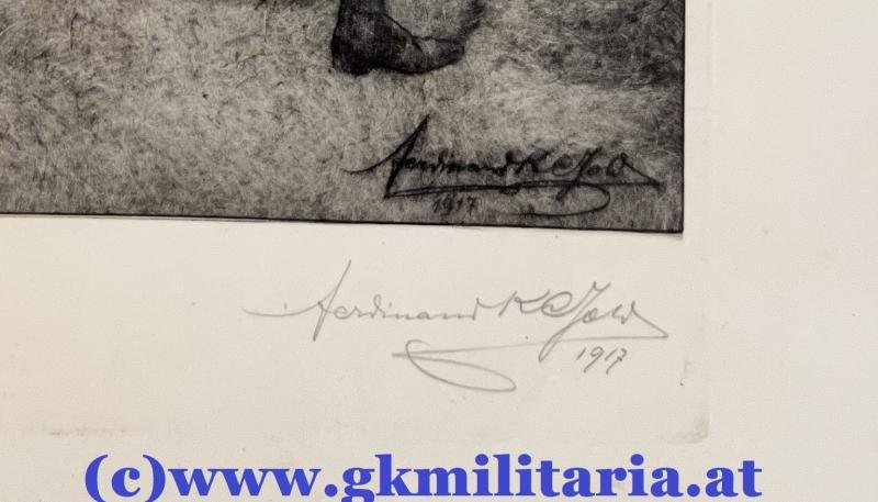 k.u.k. Sturmtruppe 'Unterstützender Flammenwerfer' - Radierung 1917 Ferdinand Karl Gold! — image 4