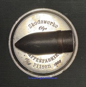 k.u.k. Briefbeschwerer Skodawerke Waffenfabrik Pilsen - 1909 !!