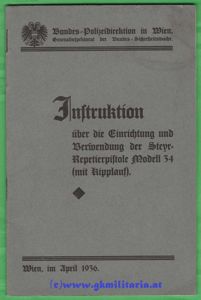 Instruktion über die Einrichtung und Verwendung der STEYR Repetierpistole Modell …