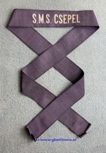 k.u.k. Kriegsmarine - Mützenband Matrosen u. Unteroffiziere 'S.M.S. CSEPEL' Torpedofahrzeug!!
