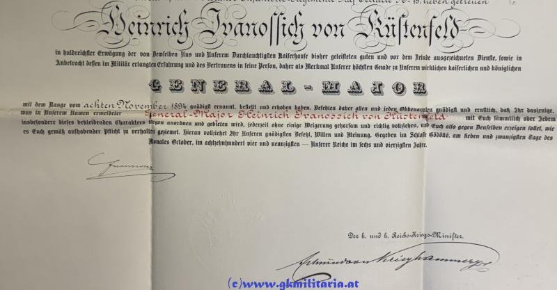 k.u.k. Generalmajor-Patent Heinrich Ivanossich von Küstenfeld - im Otocaner Infanterieregiment Graf Jellacic Nr. 79 - Kmdt. Infanterie-Brigade!! — image 2