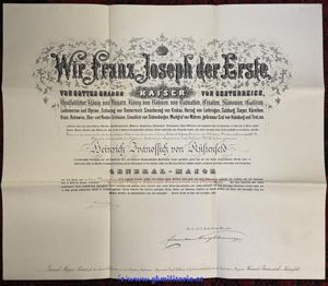 k.u.k. Generalmajor-Patent Heinrich Ivanossich von Küstenfeld - im Otocaner Infanterieregiment …