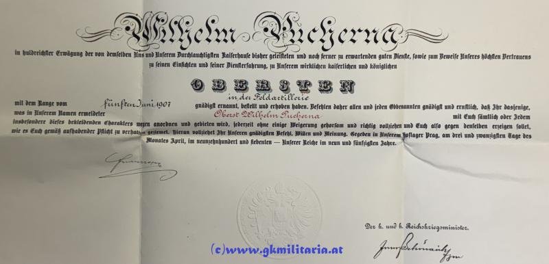 k.u.k. Oberst-Patent FML Wilhelm Pucherna Kmdt. Divisions-Artilllerieregiment Nr. 11!! — image 2