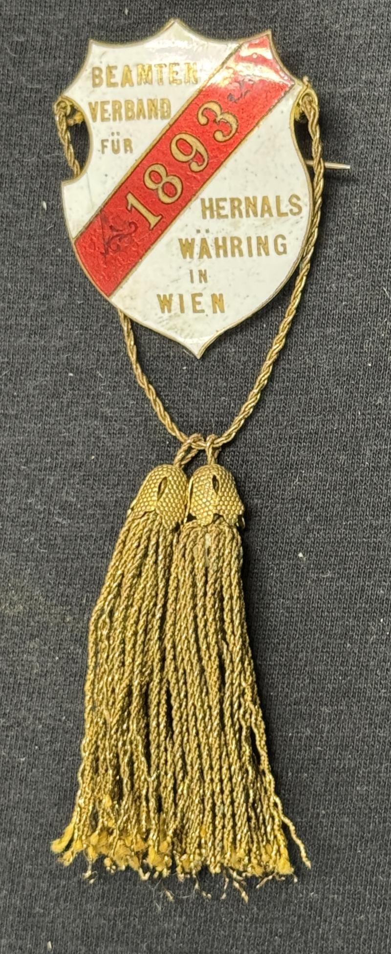 k.u.k. Abzeichen - Beamten-Verband für Hernals Währing in Wien - 1893!! — image 2