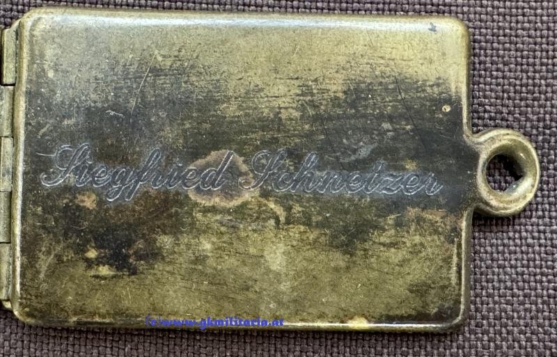 Kapsel für Legitimation k.u.k. Kriegsmarine - Bootsmannsmaat k.u.k. Seeflieger Siegfried Schnetzer !! - mit Gravur!! - RAR! — image 4