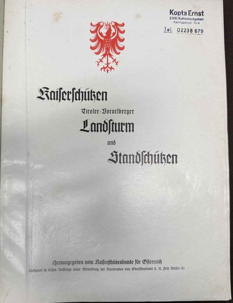 Buch 'Kaiserschützen Tiroler = Vorarlberger Landsturm und Standschützen!!' — image 2