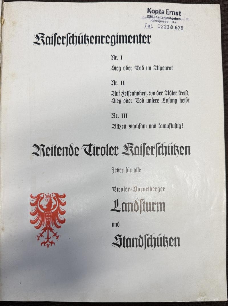 Buch 'Kaiserschützen Tiroler = Vorarlberger Landsturm und Standschützen!!' — image 3