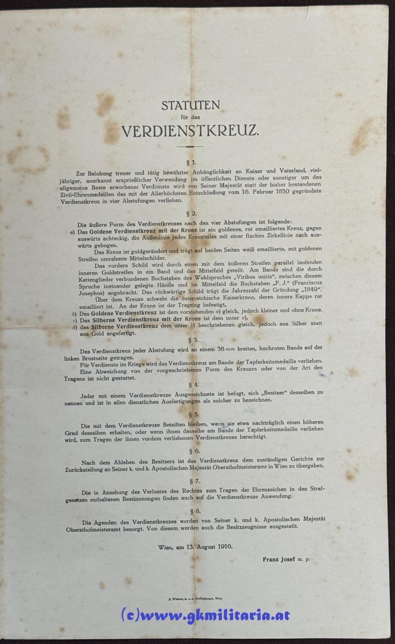 Verleihungsurkunde Silbernes Verdienstkreuz mit Krone - WM Johann Varga - Gend. Posten Besztercze!! — image 3