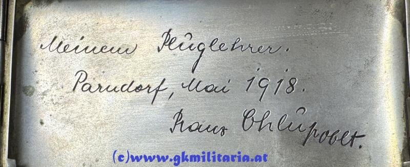 k.u.k. Zigarettentabatiere k.u.k. Luftfahrtruppe - Beobachter u. Feldpilot Oblt. Chlup Franz ! Flek 7 Parndorf!! — image 5