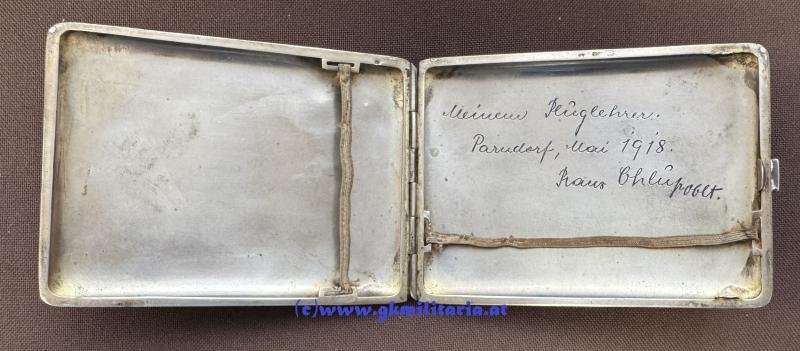 k.u.k. Zigarettentabatiere k.u.k. Luftfahrtruppe - Beobachter u. Feldpilot Oblt. Chlup Franz ! Flek 7 Parndorf!! — image 6