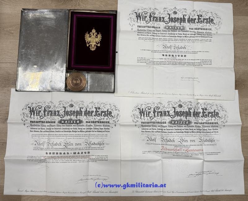 Großer Urkundennachlass Feldmarschallleutnant Adolf Schadek Edler von Schadeckfels - Kmdt. Landwehr-Infanterie-Brigade in Przemysl!!