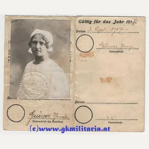 k.u.k. Identitätskarte Krankenschwester Therese Grüner - Feldpost 518 - Brasso!!