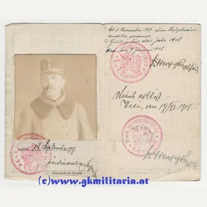 k.u.k. Identitätskarte für Hauptmann Aud. Ferdinand Steffan Edler von Steffenau …