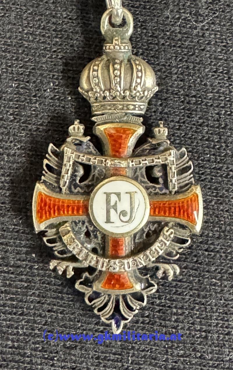 k.u.k. Franz Joseph-Orden Ritterkreuz Miniatur - SILBER! — image 2