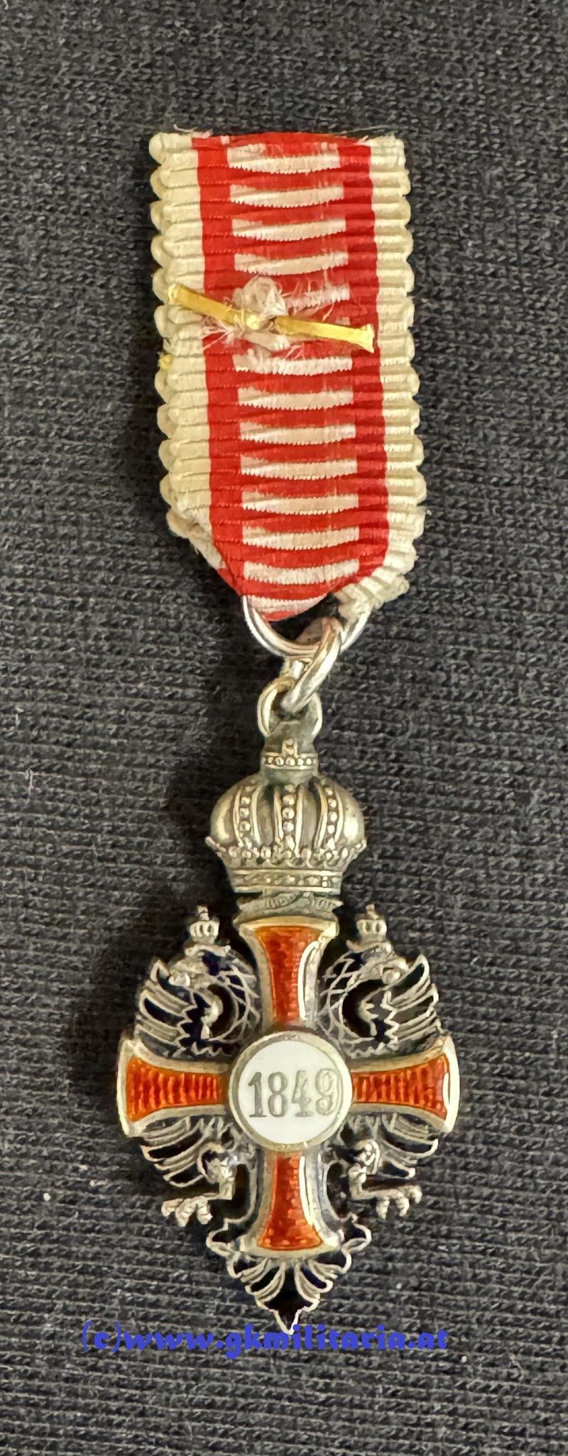 k.u.k. Franz Joseph-Orden Ritterkreuz Miniatur - SILBER! — image 3