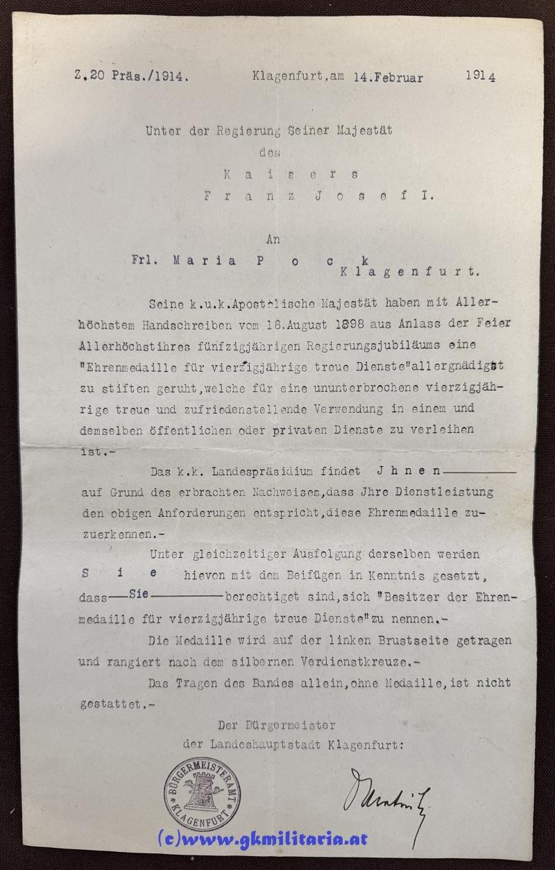 Urkunde und Ehren-Medaille für 40-jährige treue Dienste! - 'verliehen an eine Frau!' - SELTEN!! — image 2