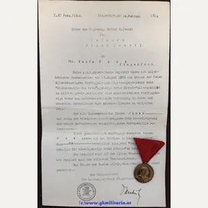 Urkunde und Ehren-Medaille für 40-jährige treue Dienste! - 'verliehen an …