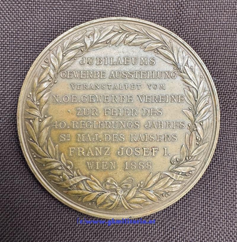 k.u.k. Medaille Kaiser Franz Joseph I. - Jubiläums-Gewerbe-Ausstellung z. 40-jährigen Regierungsjubiläum 1888!! — image 2