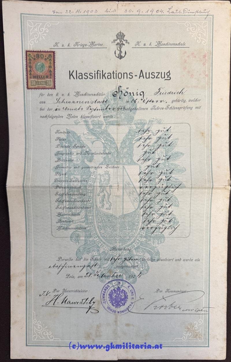 Papiernachlass k.u.k. Kriegsmarine Maschinenmaat Friedrich Hönig!! — image 4