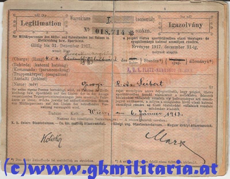 k.u.k. Legitimation Korvettenkapitän Georg R.A. Seibert !! — image 3