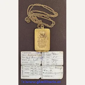 k.u.k. Erkennungsmarke für Offiziere - Leutnant Karl Strangl - k.u.k. …