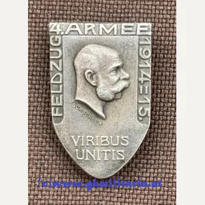 k.u.k. Kappenabzeichen 4. Armee 1914-15 - Miniatur 'SILBER' !!