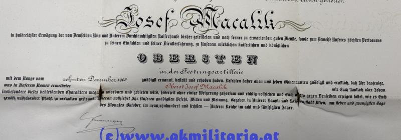 k.u.k. Urkundennachlass Generalmajor Joseph Macalik von Ivanobran Festungartillerieregiment Edler von Kollarz Nr.6!! — image 3