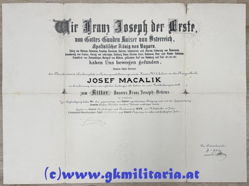 k.u.k. Urkundennachlass Generalmajor Joseph Macalik von Ivanobran Festungartillerieregiment Edler von Kollarz Nr.6!! — image 7